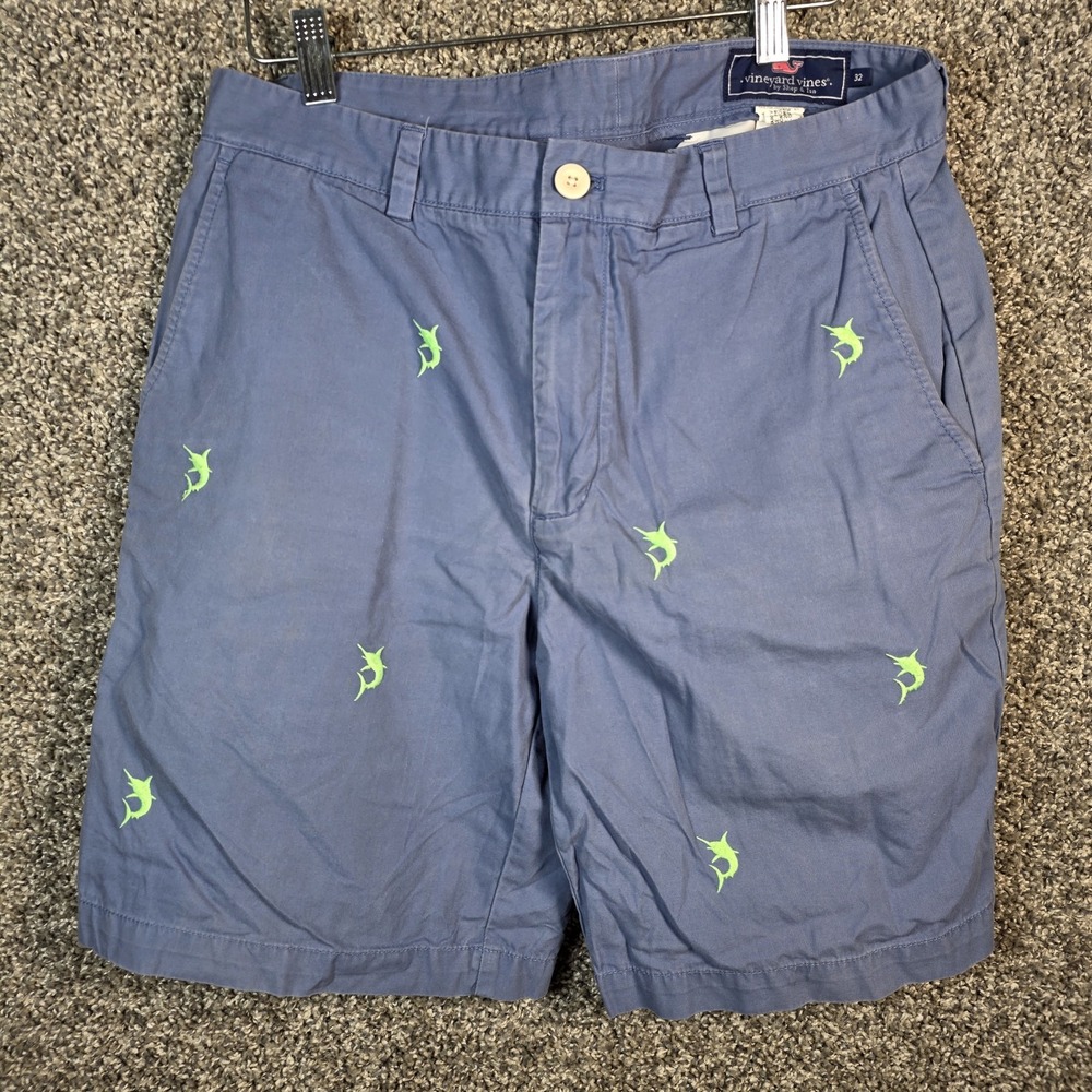 Vineyard Vines Marlin Fish All Over Print Shorts Mens Sz 32 #1H6002 Chino Blue
